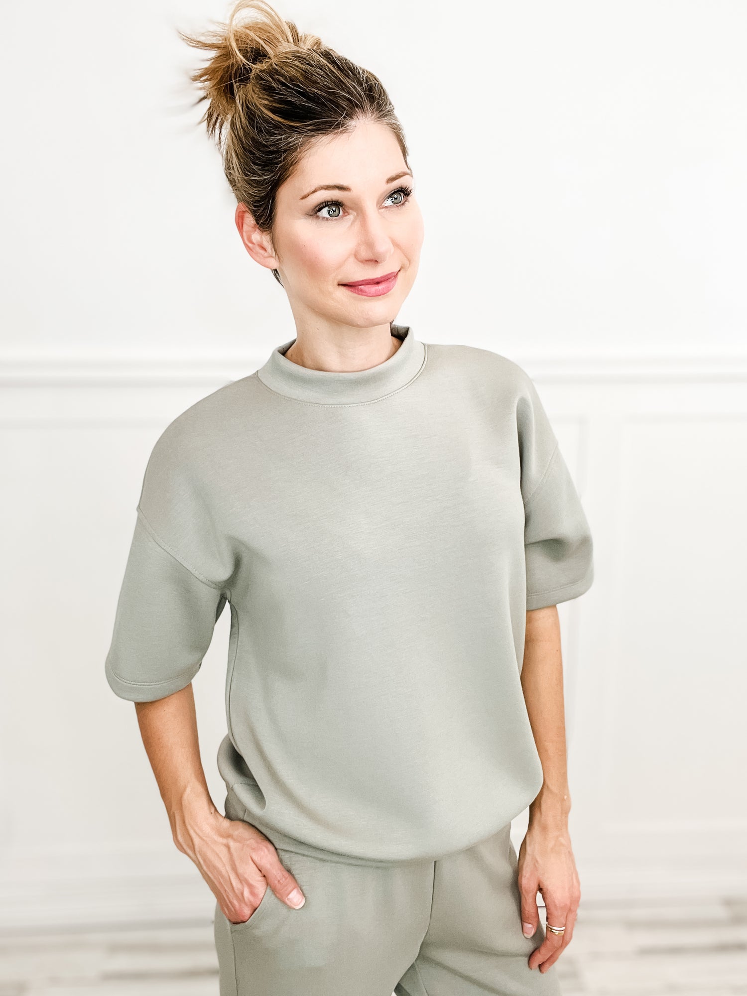 Ready Or Not Modal Poly Span Mock Neck Top - Group B
