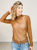 Mock Neck Mesh Top with Pearl Detail - GRP A