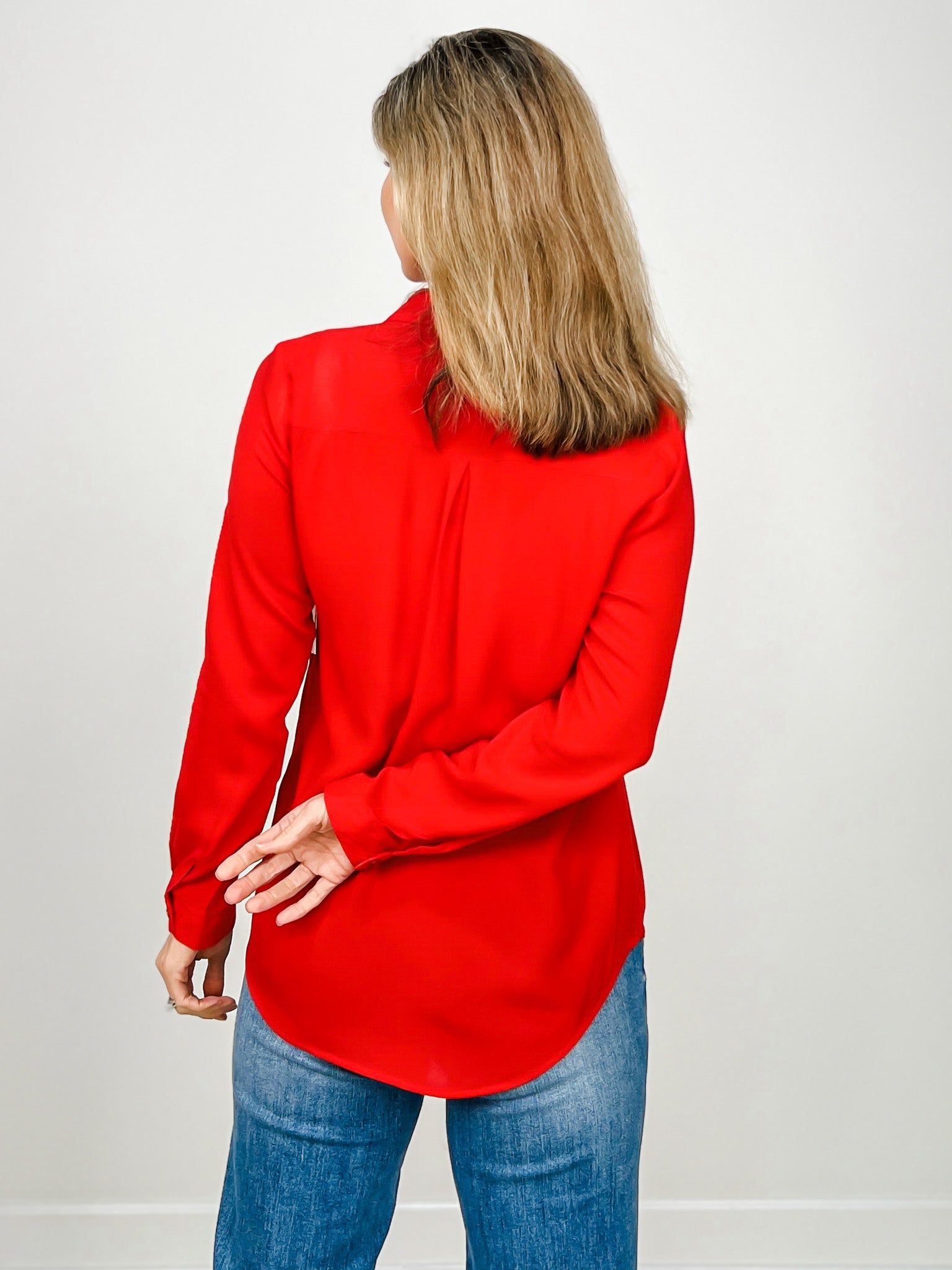Relaxed Fit Button Up Collared Top
