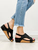 Corkys Volta II Wedge Sandals in Black Metallic