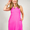 Airloom Sleeveless Dress with V-Neckline in Magenta Glow