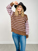 Loose Fit Long Sleeve Round Neck Striped Sweater