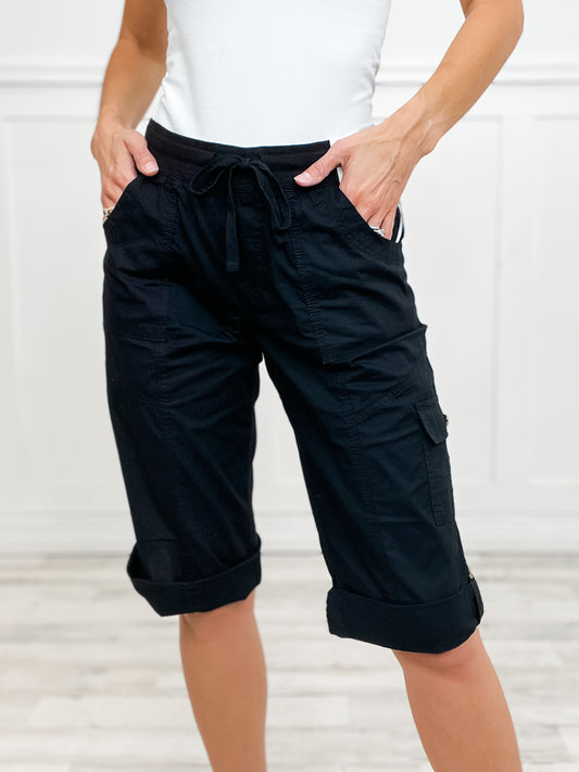 Comfee Flex Adjustable Leg Capri Pants in Black