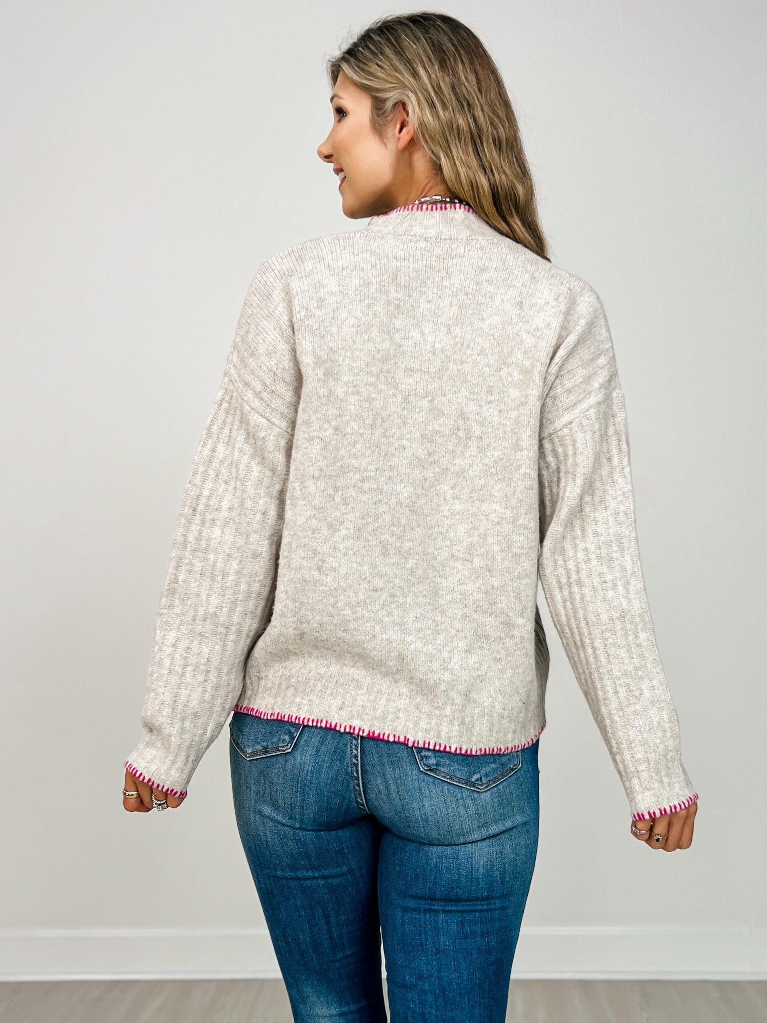 Long Sleeve Solid Knit Mock Neck Sweater