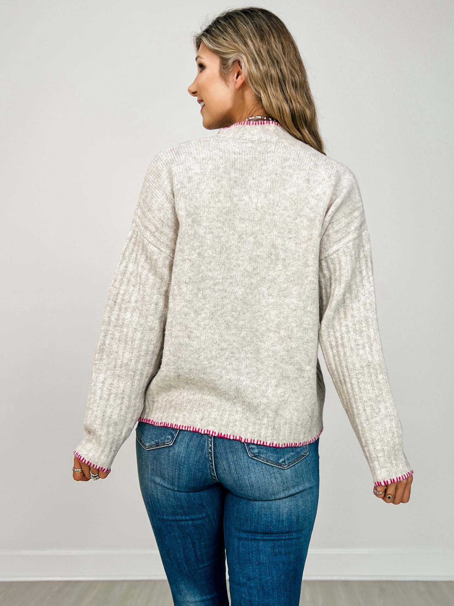 Long Sleeve Solid Knit Mock Neck Sweater