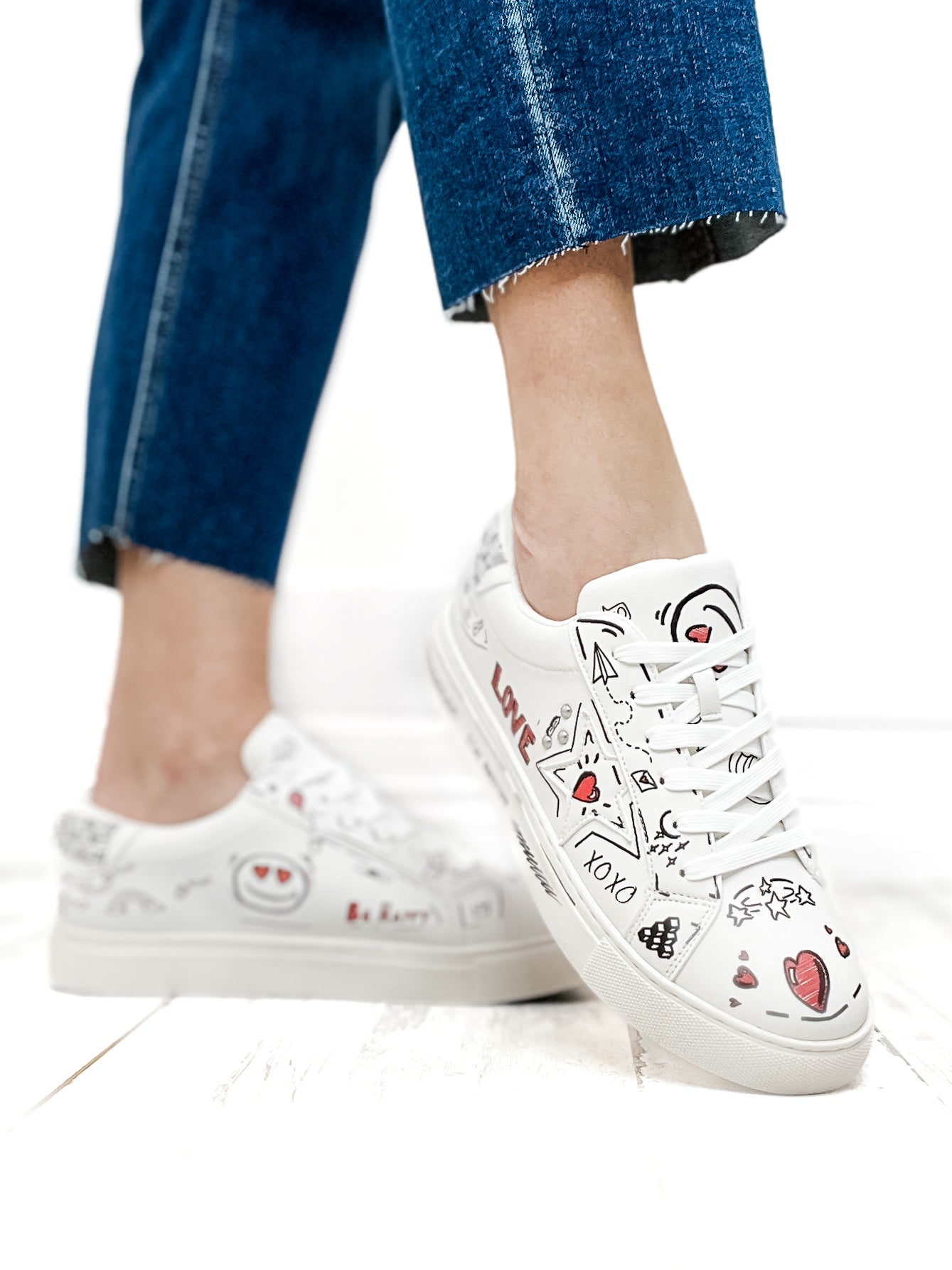 Corkys Supernova LOVE DOODLE Lace Up Tennis Shoe