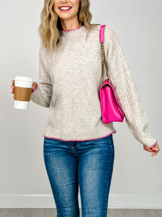 Long Sleeve Solid Knit Mock Neck Sweater
