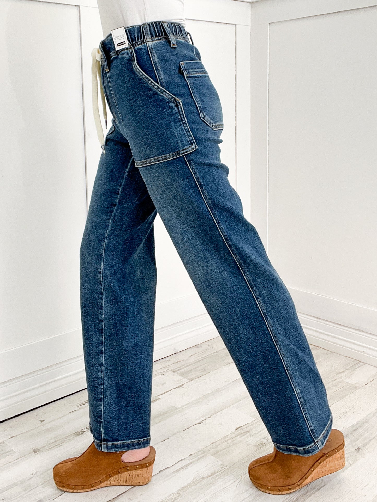 Judy Blue EYES WIDE OPEN Hi-Rise Drawstring Wide Leg Jeans