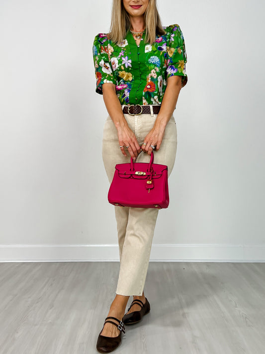 Acid Washed High Waist Cropped Straight Pants