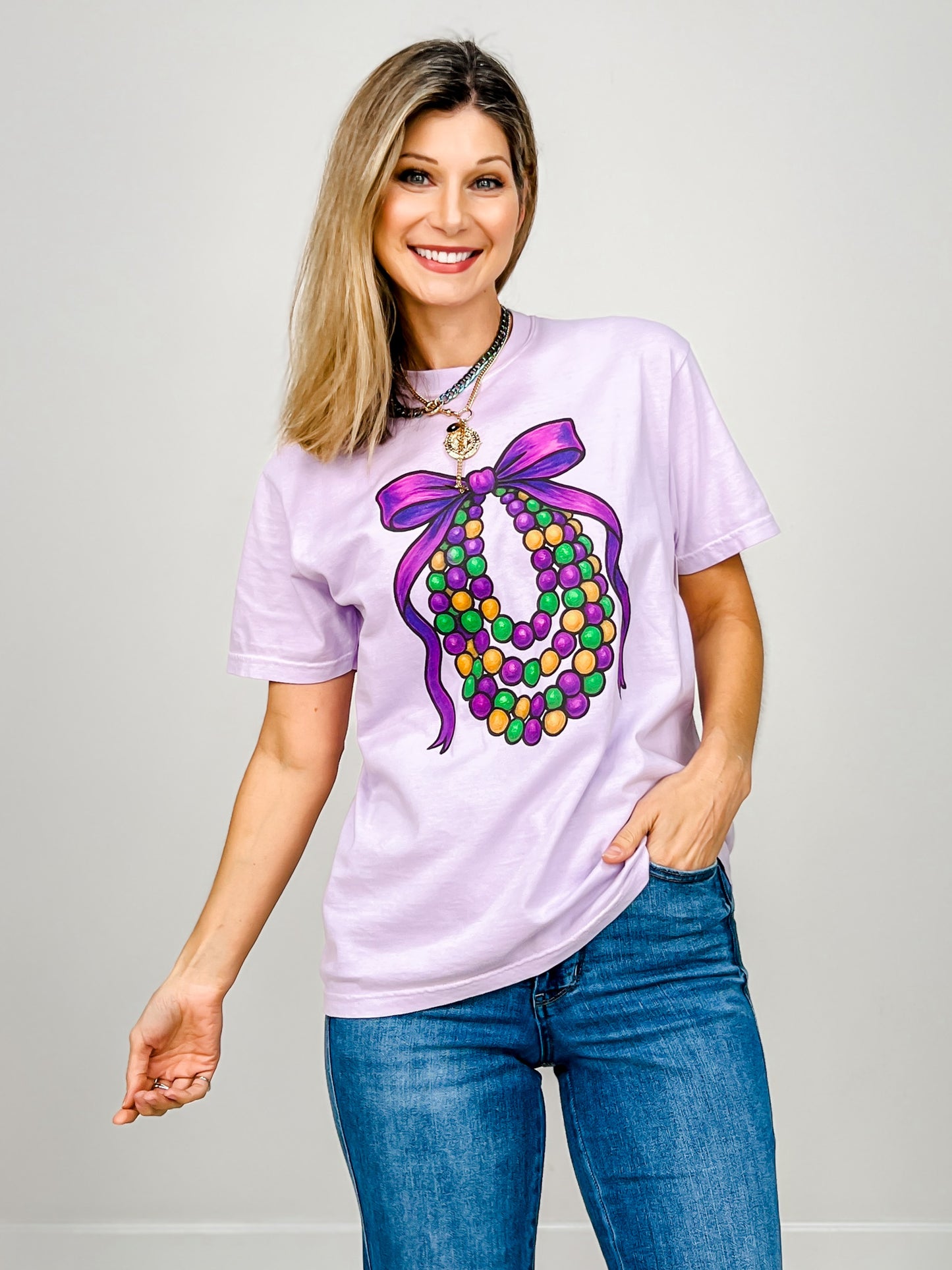 Mardi Gras Beads Graphic Tee