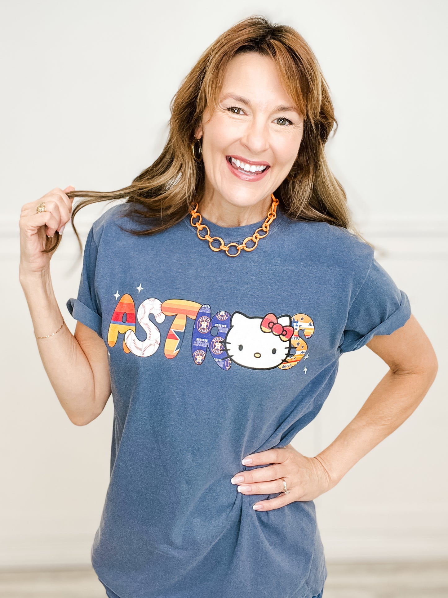 Hello Houston Baseball Rhinestone Graphic Tee