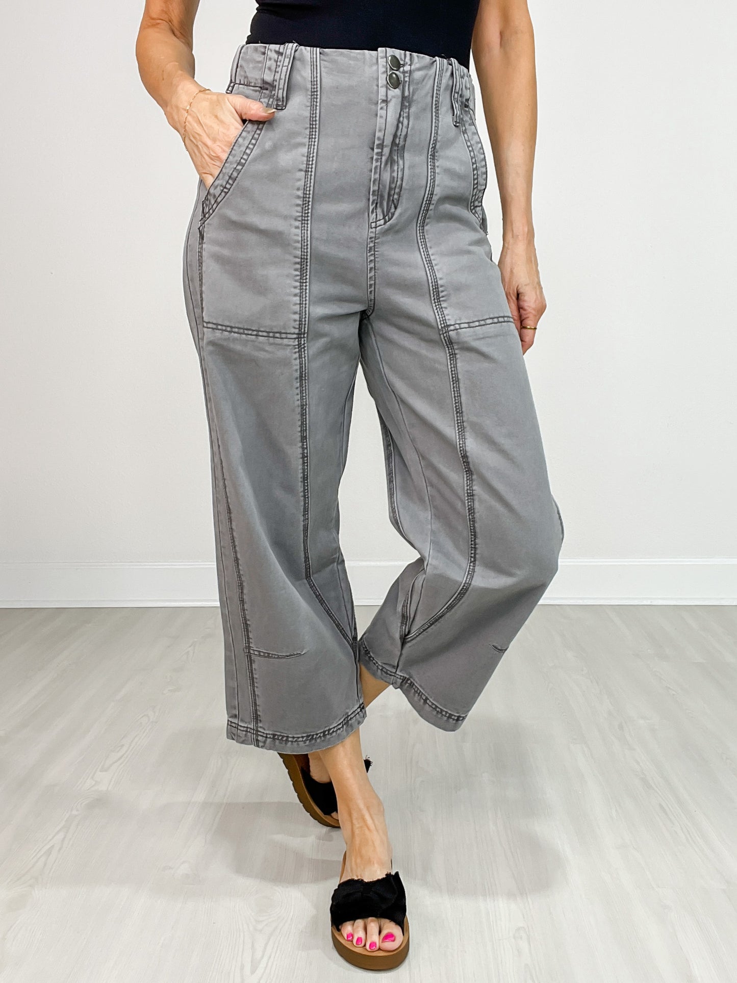 Garment Dyed Cropped Trouser Pants