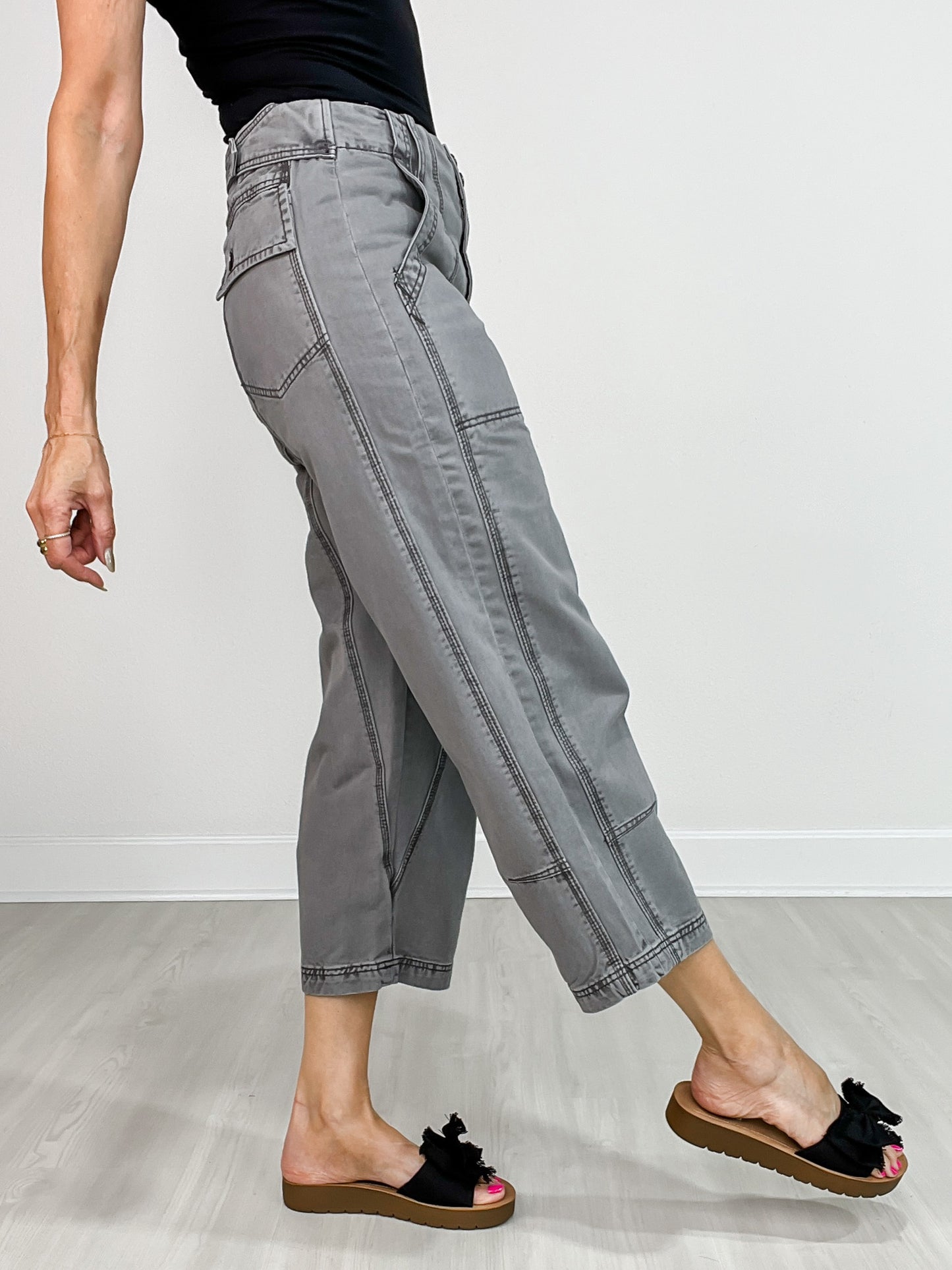 Garment Dyed Cropped Trouser Pants