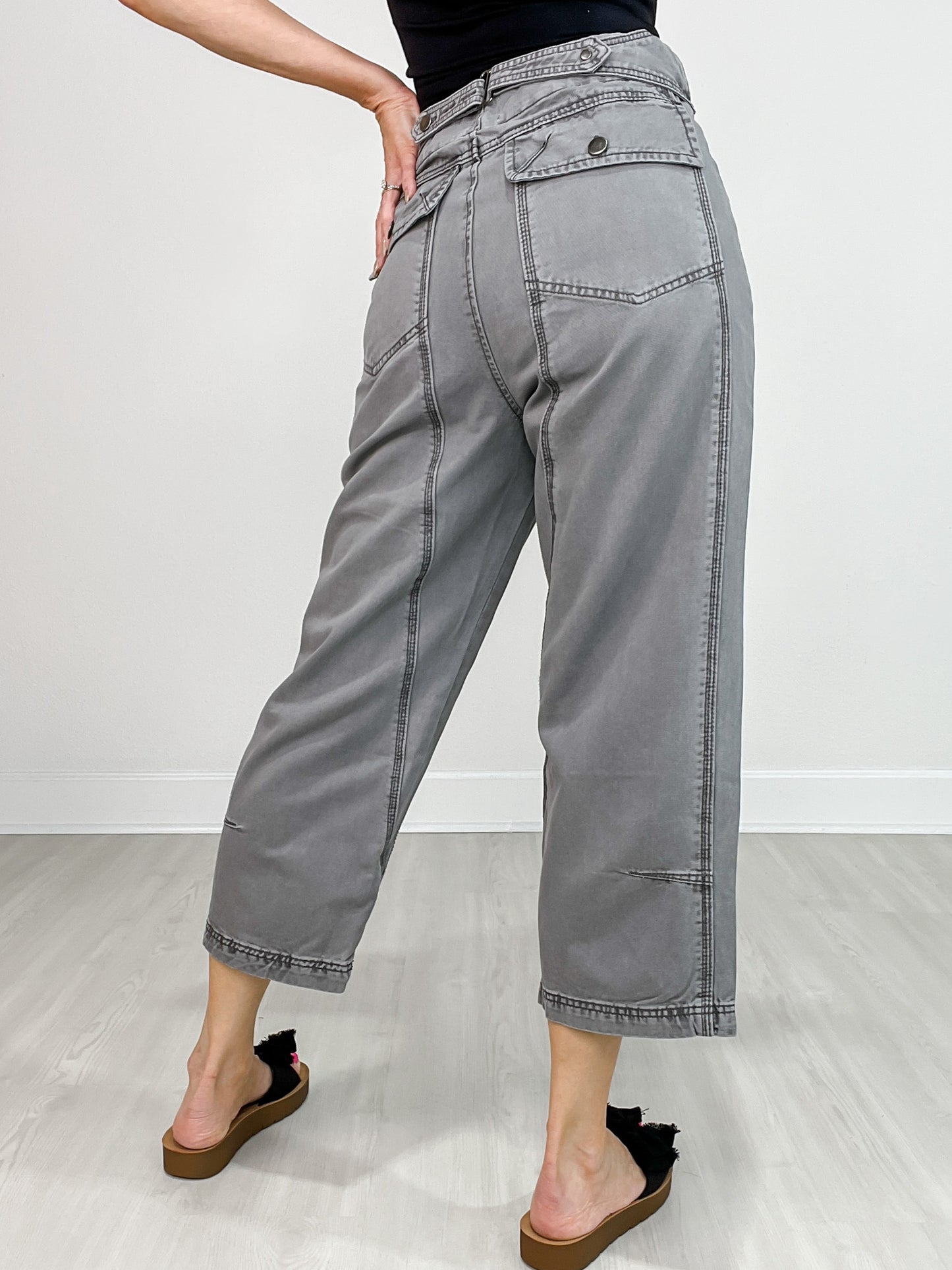 Garment Dyed Cropped Trouser Pants