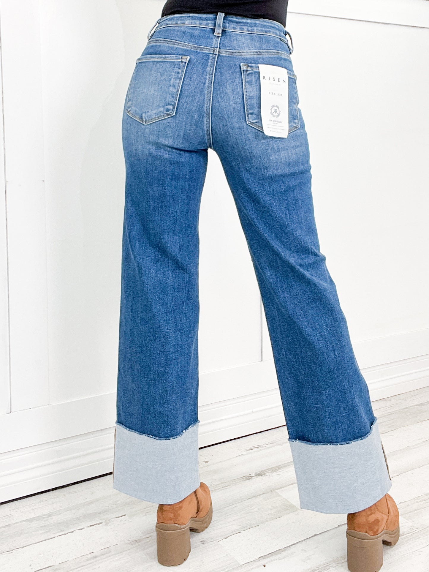 Risen ALL OR NOTHING High Rise Ankle Wide Cuffed Jeans
