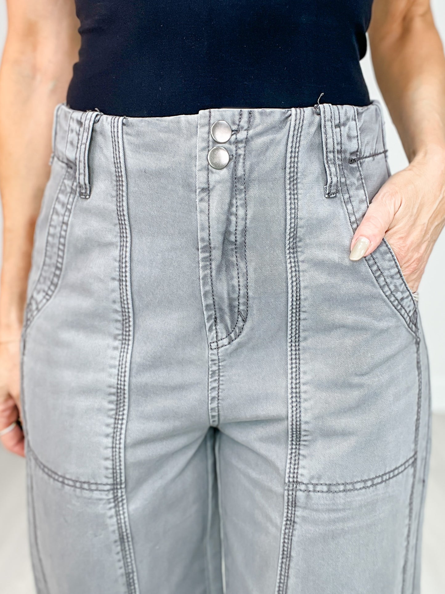 Garment Dyed Cropped Trouser Pants