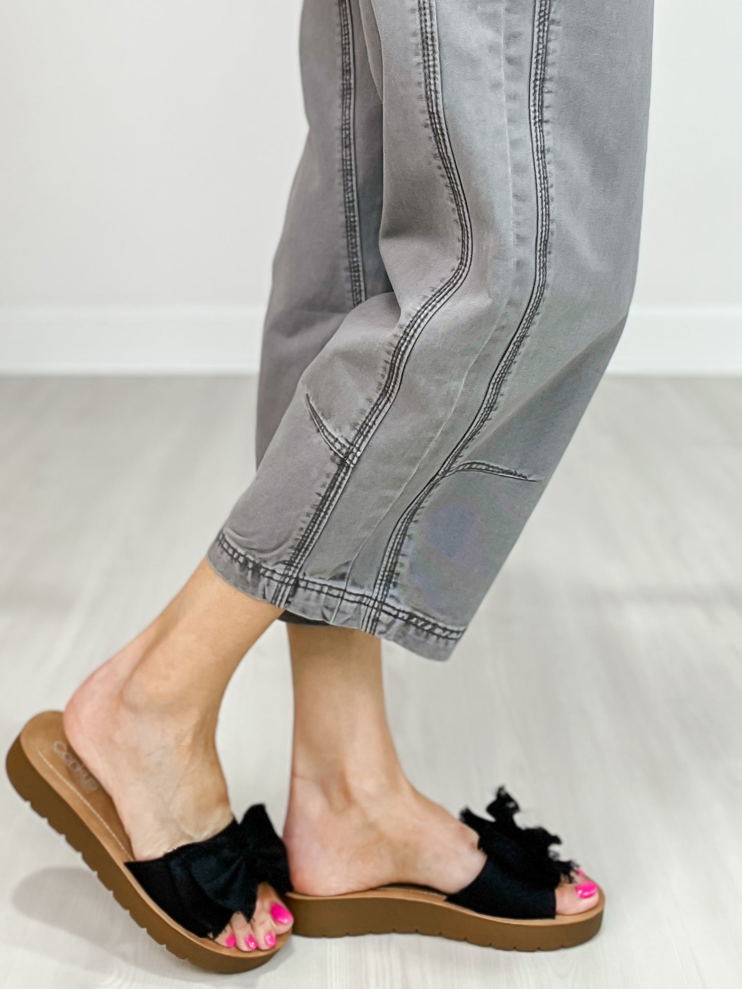 Garment Dyed Cropped Trouser Pants