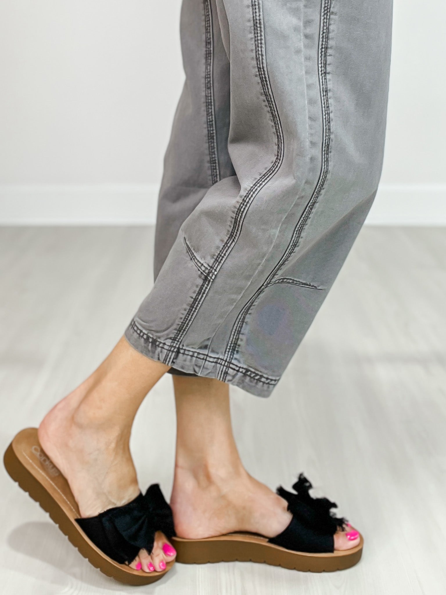 Garment Dyed Cropped Trouser Pants