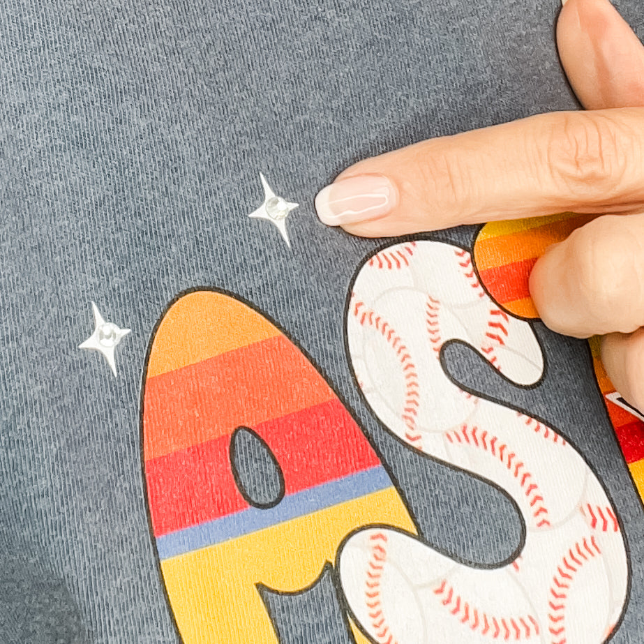 Hello Houston Baseball Rhinestone Graphic Tee