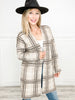 Checked Jacquard Long Sleeve Open Front Cardigan Coat