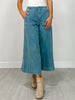High Rise Cropped Gaucho Denim in Teal