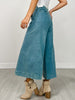 High Rise Cropped Gaucho Denim in Teal