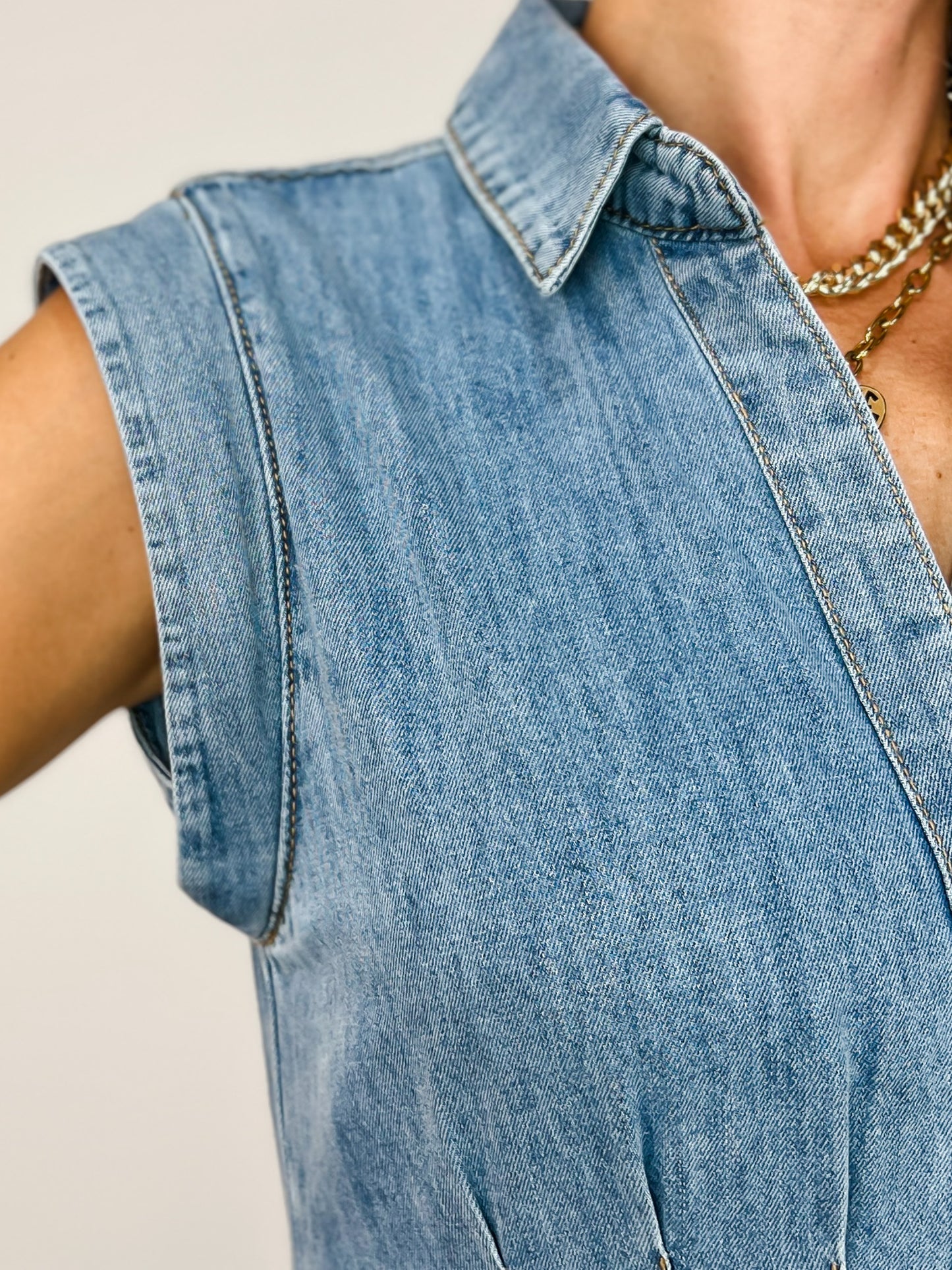 Button Up Midi Denim Shirt Dress with Side Pockets