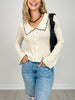 Wide Collar Button Front Top with Flared Sleeves