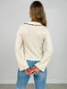Wide Collar Button Front Top with Flared Sleeves