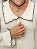 Wide Collar Button Front Top with Flared Sleeves