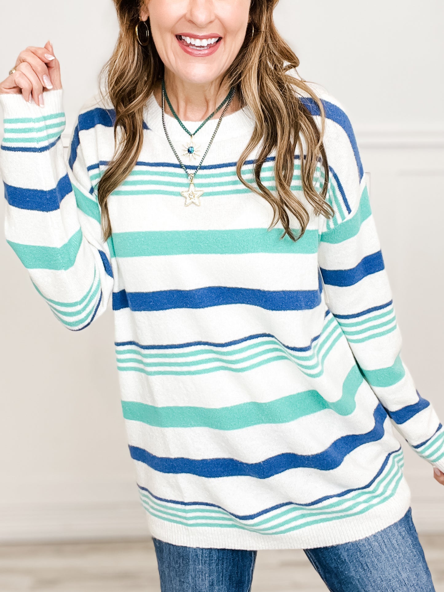 Angora Touch Color Block Sweater Top