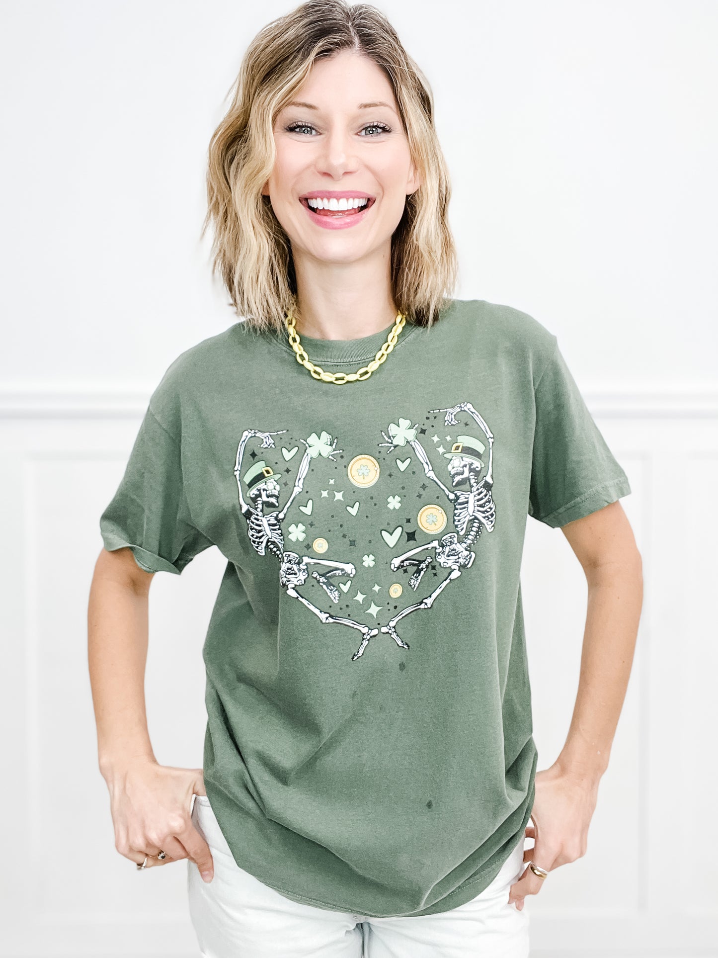 Dancing Skeletons St Patrick's Day Graphic Tee