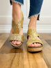 Corkys Refreshing Gold Chunky Glitter Wedge Sandal Shoes