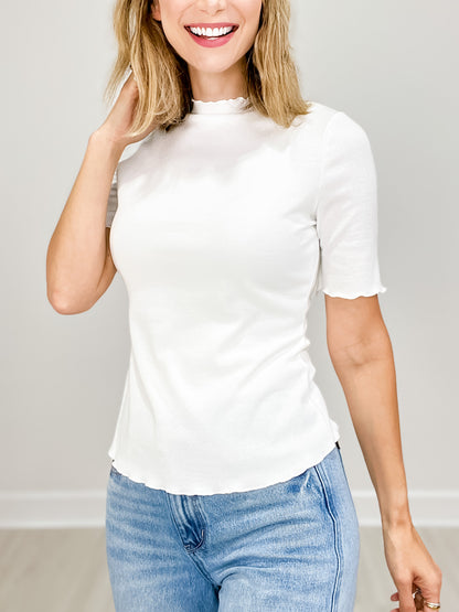 Short Sleeve Slim-Fit Ribbed Top