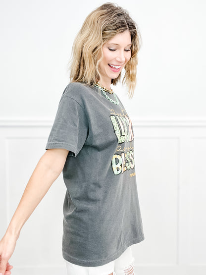 Not Lucky Simply Blessed Gold Foil Graphic Tee
