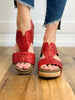Corkys Refreshing Red Chunky Glitter Wedge Sandal Shoes