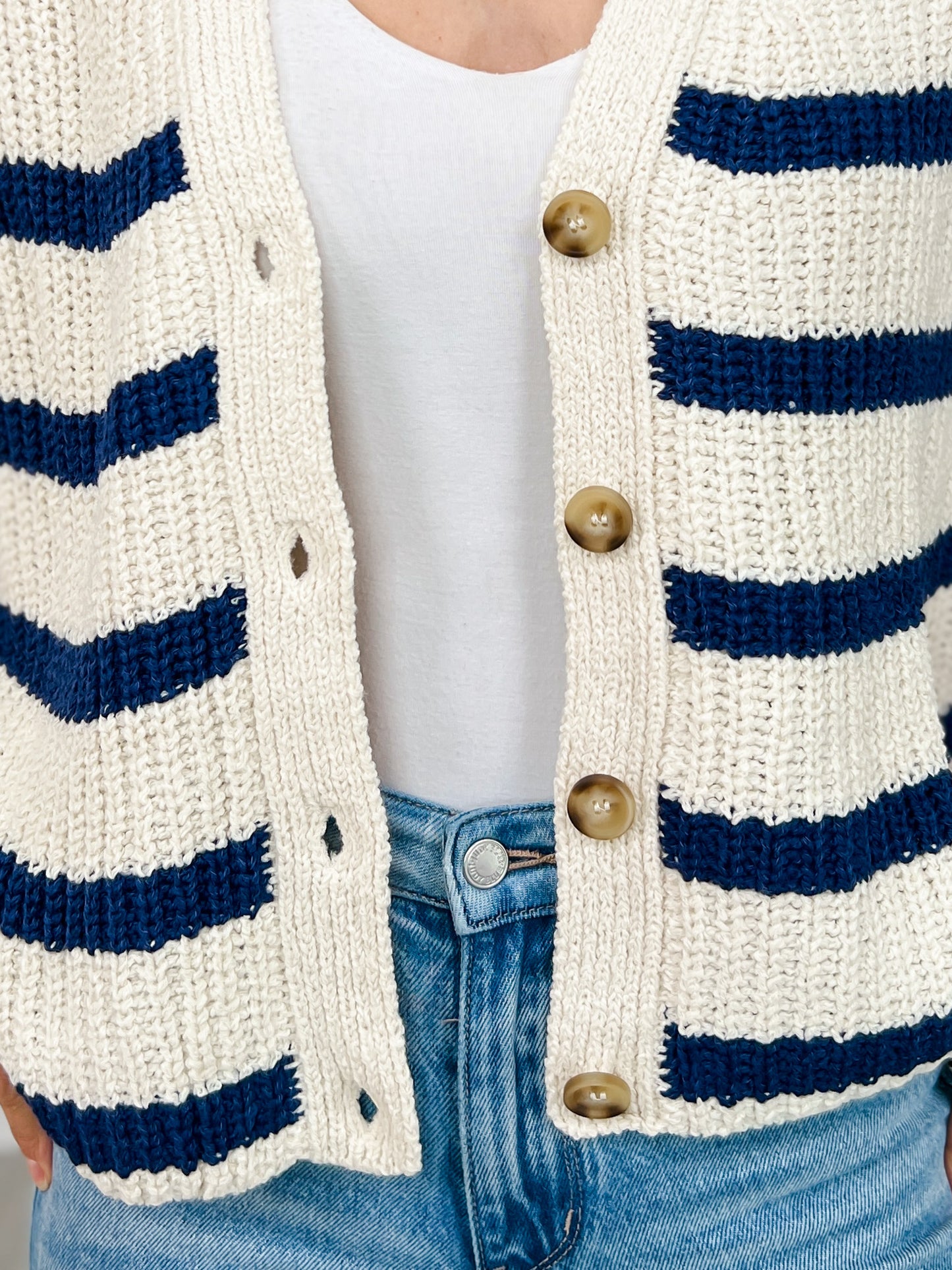 Long Sleeve Striped Knit Cardigan