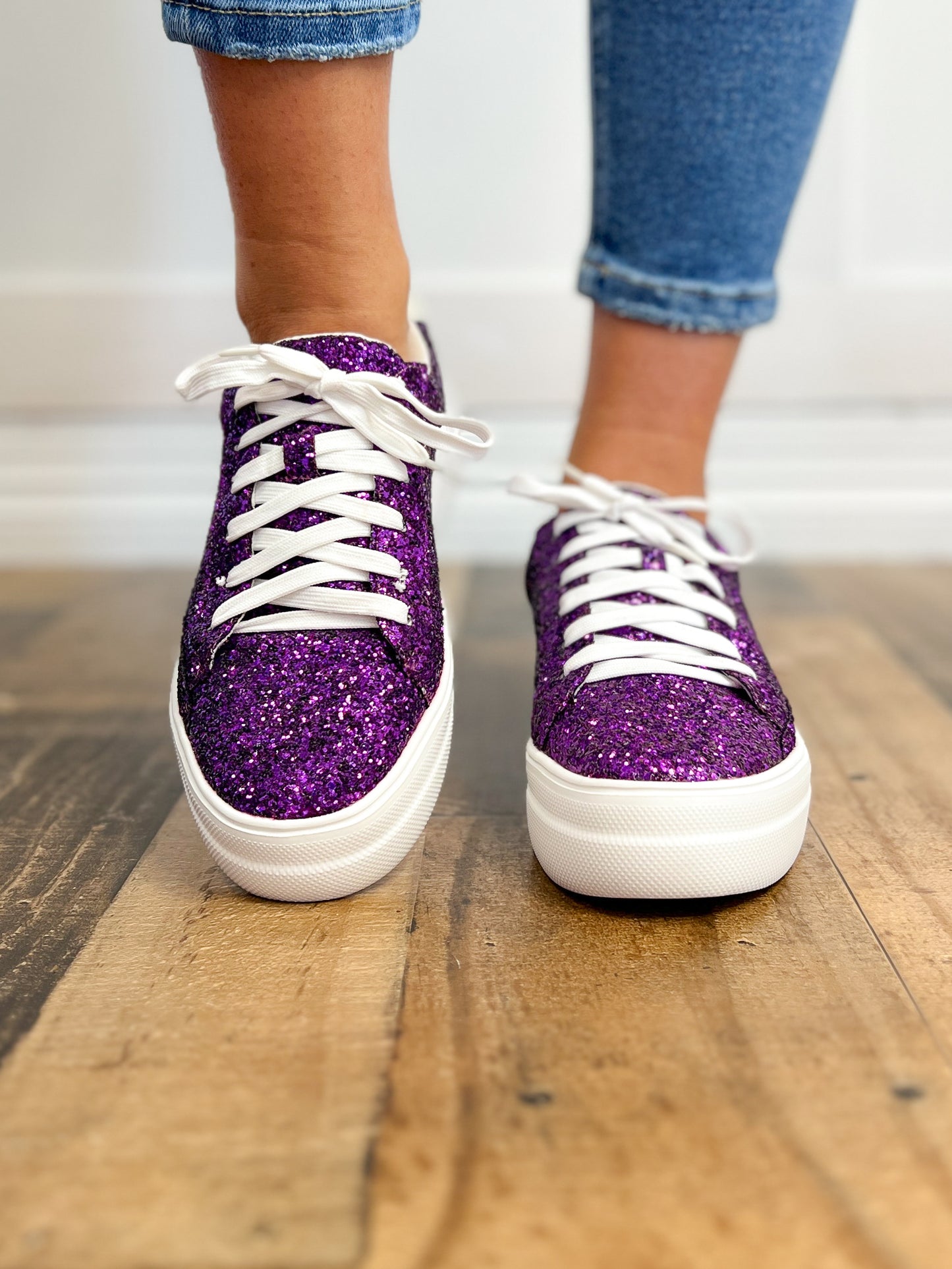 Corkys Glaring Purple Chunky Glitter Raised Sneaker Shoes