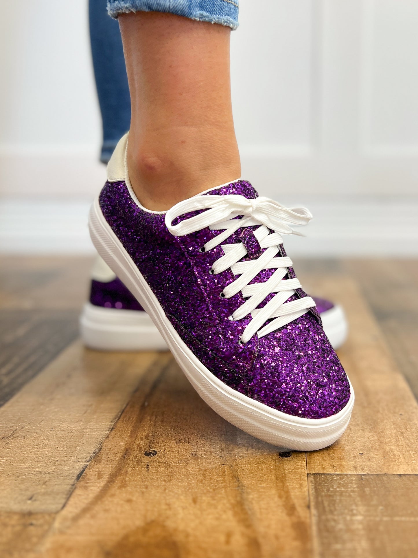 Purple sparkly hot sale sneakers