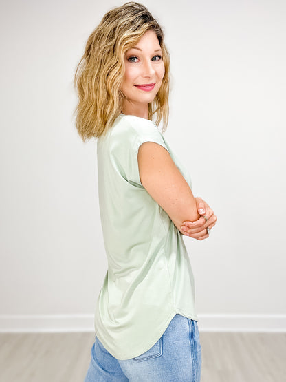 Bamboo Modal Basic Scoop Neck Cap Sleeve Tee