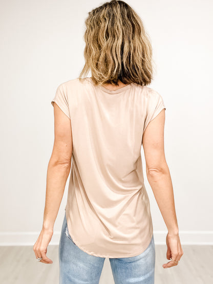 Bamboo Modal Basic Scoop Neck Cap Sleeve Tee