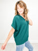 Short Sleeve V-Neck Waffle Ruffle Air Flow Top