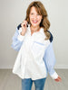 Multi-Striped Button Down Long Sleeve Collared Top