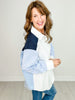 Multi-Striped Button Down Long Sleeve Collared Top