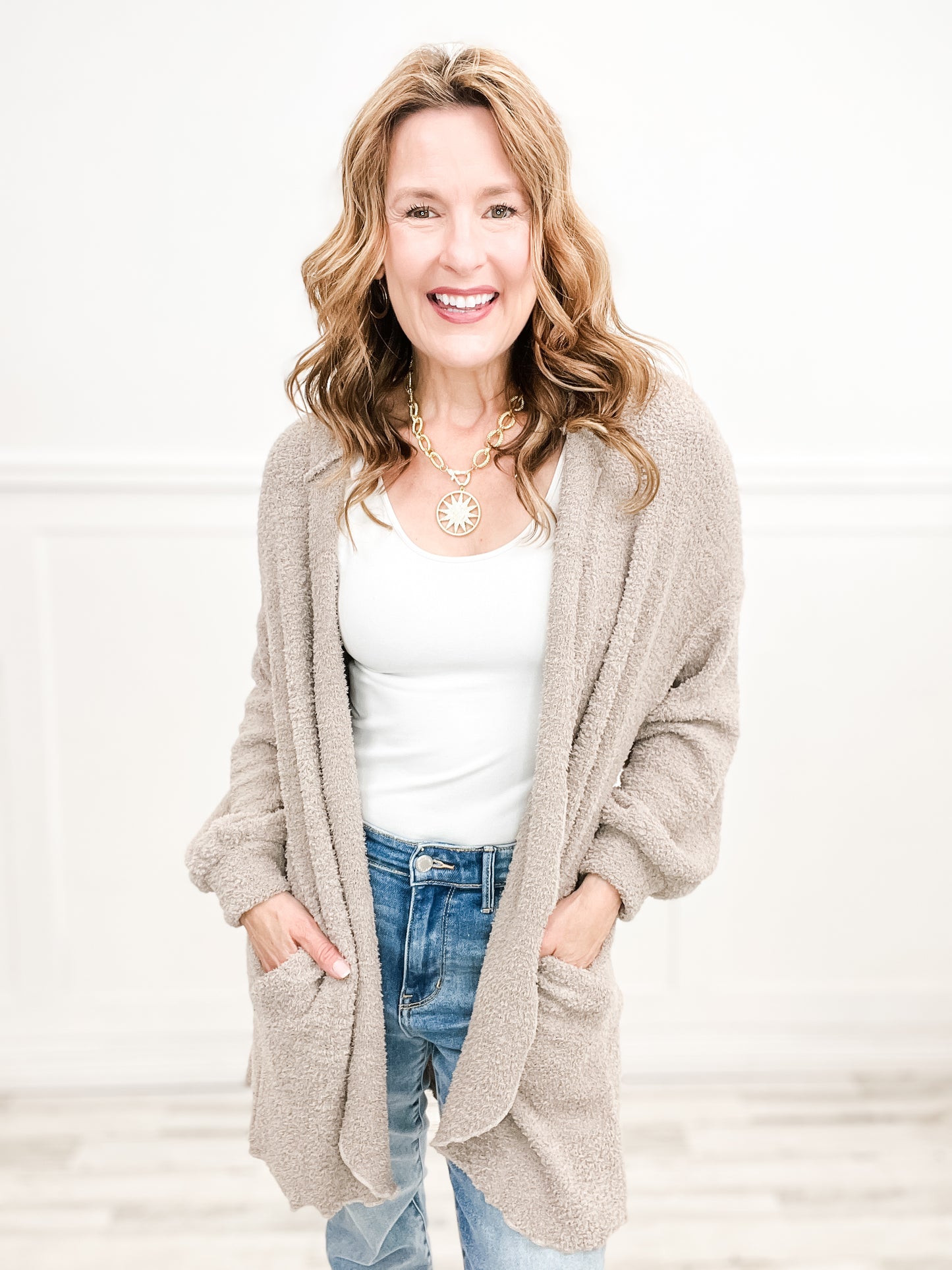 Open Front Fuzzy Cardigan Top with Hood