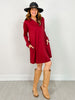 Anywhere A Line French Terry Dress with Collar in Cabernet