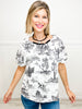 Two Tone Landscape Round Neck Print Top