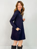 Anywhere A Line French Terry Dress with Collar in Charcoal Black