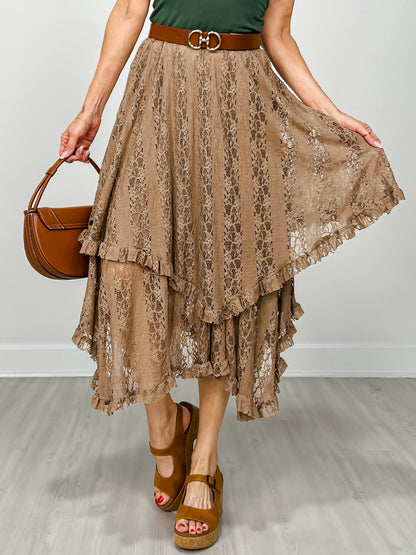 Elastic Waist All Over Lace Skirt
