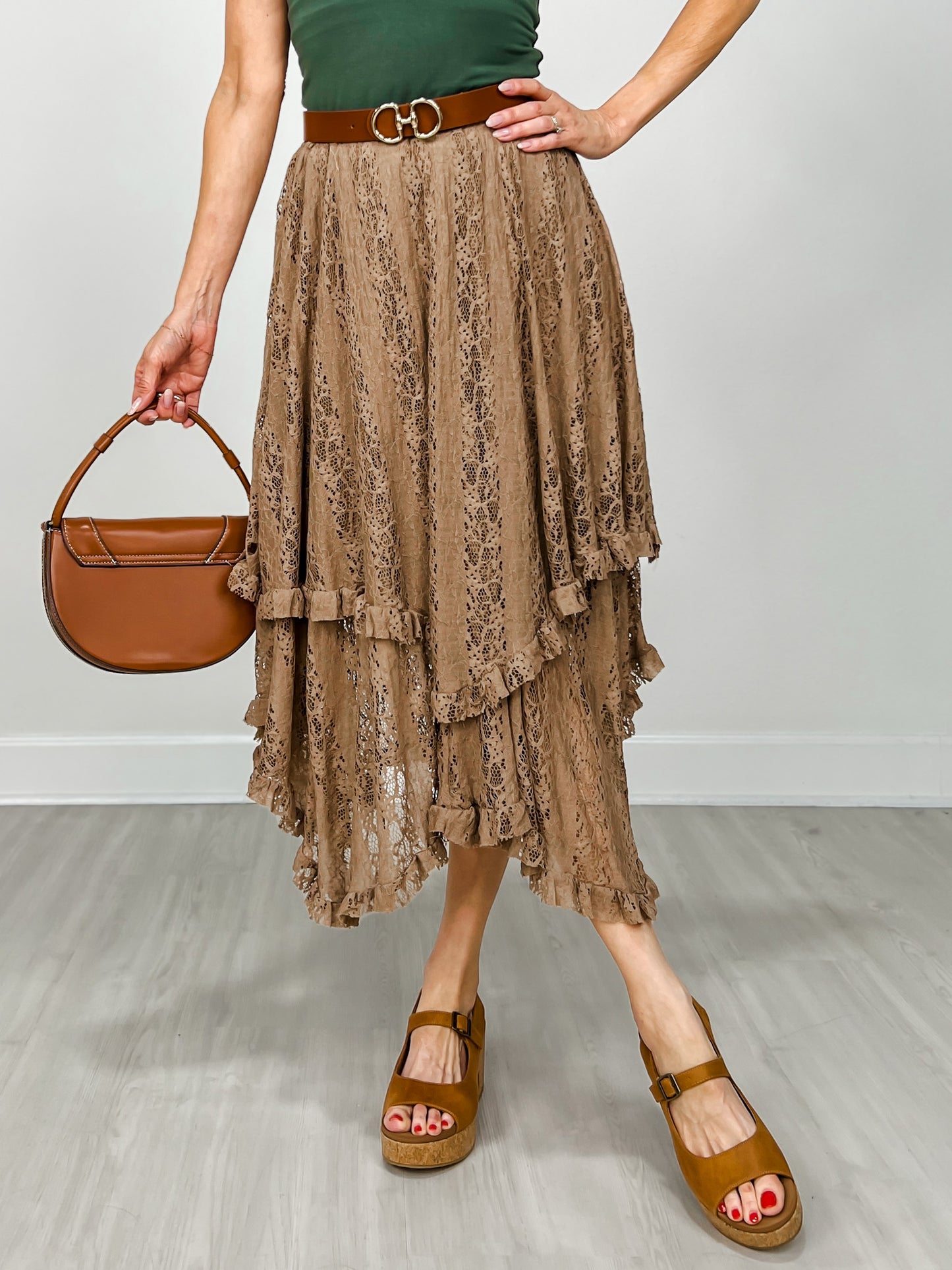 Elastic Waist All Over Lace Skirt